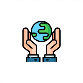 Hands holding a globe icon vector