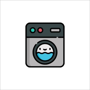A cartoon washing machine with a smiling face vector