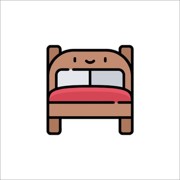 A bed with a red pillow and a smiley face vector