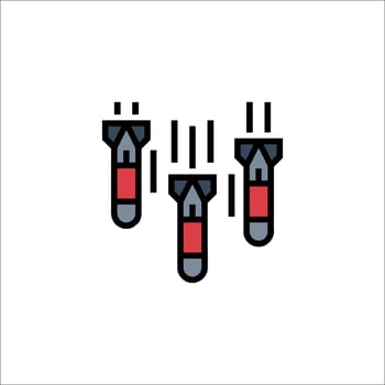 A red and black icon of a gun with a red dot vector