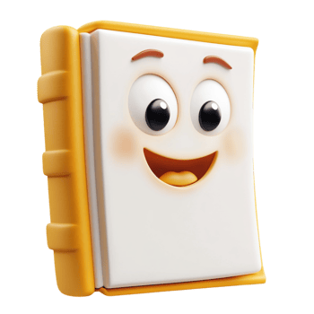 3D cartoon style happy book on a transparent background png