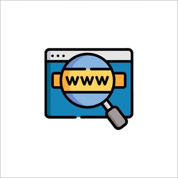 Website icon with magnifying glass illustration vector