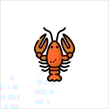 A cartoon lobster icon on a white background vector