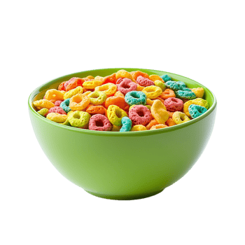 Green Bowl with Colorful Cereal on transparent background png
