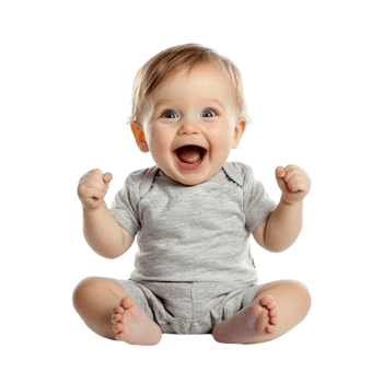 Happy excited baby on a transparent background png