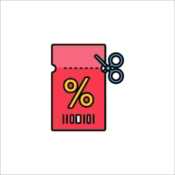 A red envelope with a percentage sign on it vector
