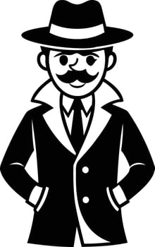Detective Cartoon Silhouette A Fun and Mysterious Representation of Sleuthing Adventures vector