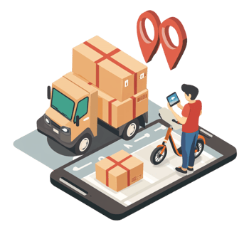 An illustration depicting online shipping services png