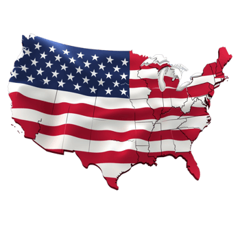 American Flag in the Shape of the Map of America Isolated on transparent background png