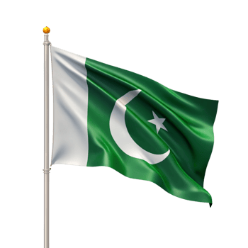 Pakistani Flag waving isolated on transparent background png