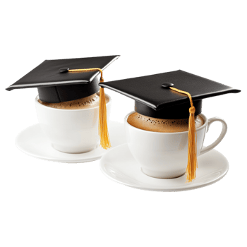 Beautiful graduation coffee cups isolated against a transparent background png