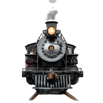 image of a steam locomotive train front view on a transparent background png
