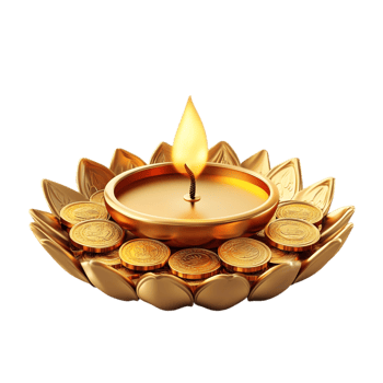 Happy Dhanteras celebration with gold coins on a transparent background png