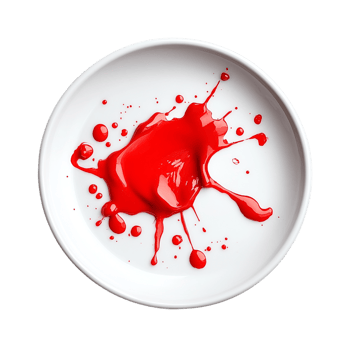 A striking red splatter on a white dish png