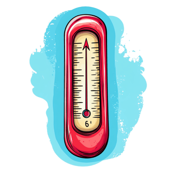 Hand drawn cartoon illustration of a thermometer on a transparent background png