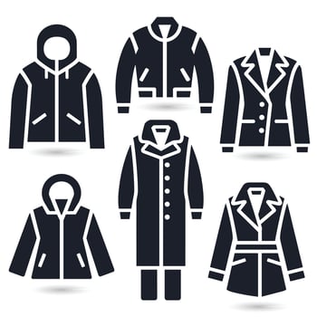 A set of black coats and jackets vector