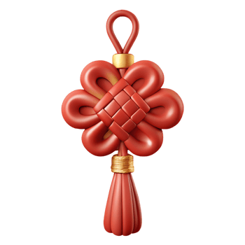 Chinese traditional good luck knot talisman 3d illustration isolated on the transparent background png