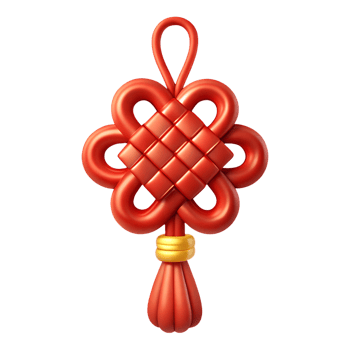 Chinese traditional knitted red good luck knot talisman 3d illustration isolated on the transparent background png