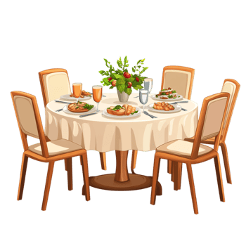 Hand dining room vector clipart on a transparent background png