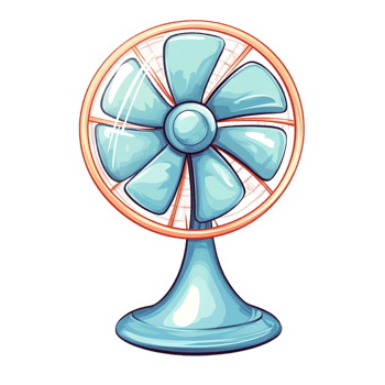 Hand drawn cartoon illustration of a table fan on a transparent background png