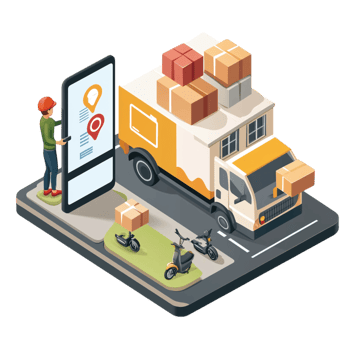 An illustration depicting online shipping services png