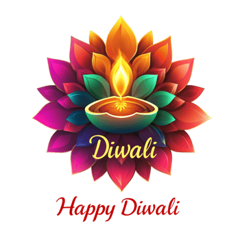 Happy Diwali text style in clean, simple vector design with black 3D rendering for festive greetings png