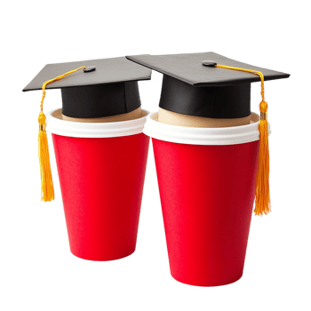 Beautiful graduation coffee cups isolated against a transparent background png