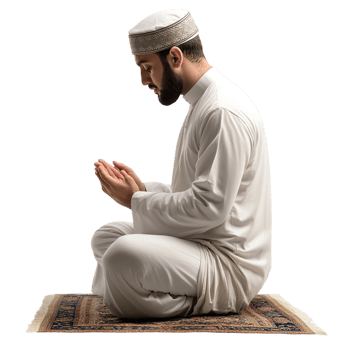Muslim Salah prayer on a transparent background png