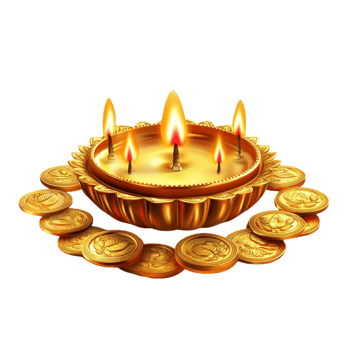 Happy Dhanteras celebration with gold coins on a transparent background png