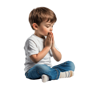 boy kid praying on a transparent background rendered in 8K high detail png