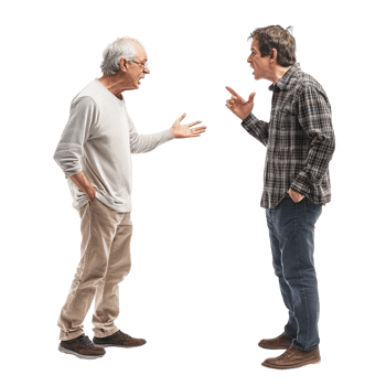 A son arguing with an elderly parent png