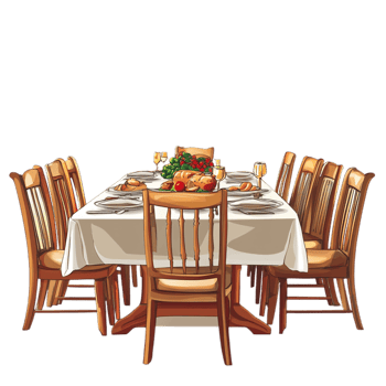 Hand dining room vector clipart on a transparent background png