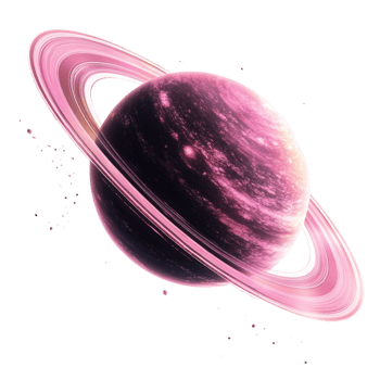 pink planet with rings on a transparent background png