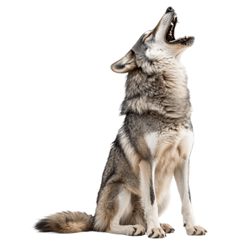 Wolf howling against a transparent background png