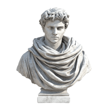A statue wearing a scarf against a transparent background png