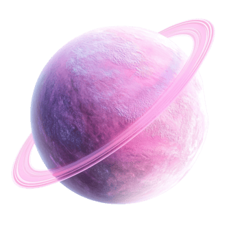 pink planet with rings on a transparent background png
