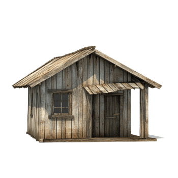 Wood shack on a transparent background png