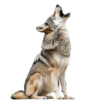 Wolf howling against a transparent background png