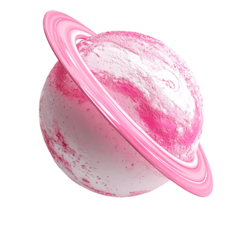 pink planet with rings on a transparent background png