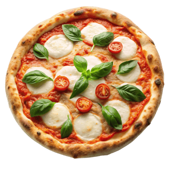 Margherita Pizza isolated on transparent background png
