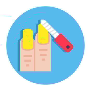 Hand beauty treatment icon, flat design of manicure vector