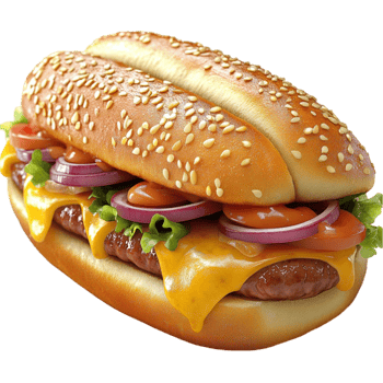 Juicy Burger with Sesame Bun png