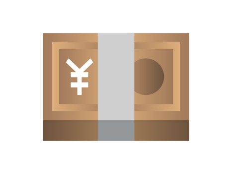 Gradient brown banded stack of yen banknotes cash money icon png