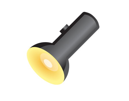 A grey and black flashlight device icon with switch button icon png