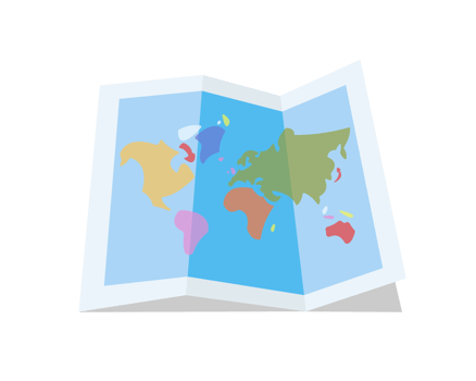 Isolated folded location paper map flat icon png