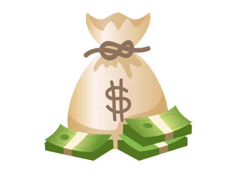 bag of money with dollar sign, banded stack of yen banknotes cash icon png