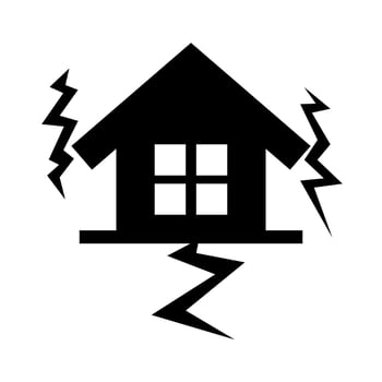 Earthquake and ground cracking silhouette. vector