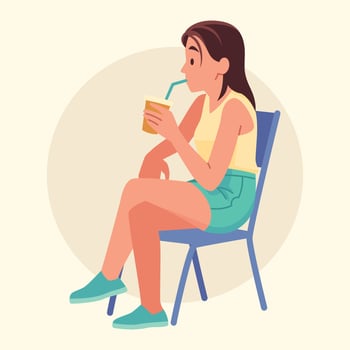 girl drinking sitting people illustration vector