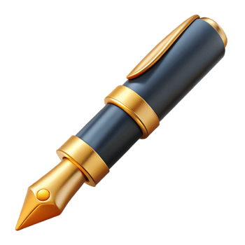 Gold and Black Pen 3D Rendering png