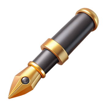 Gold Black Pen 3D Render png